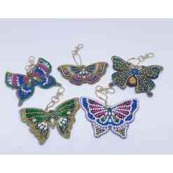 Diamond Paint nøgleringe med sommerfugle