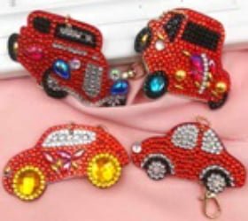 Diamond Paint nøgleringe med røde biler