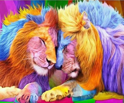 Farverige løver - Diamond paint