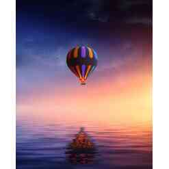 Luftballon over vand i diamond paint