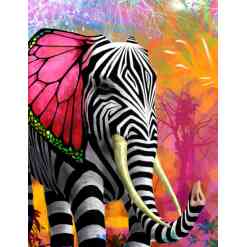 Elefant med zebrastriber i diamond paint