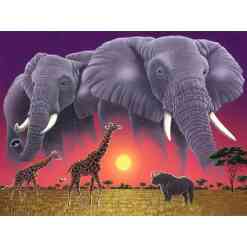 Elefanter, Næsehorn og giraffer i diamond paint