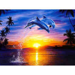 Springende delfiner i diamond paint