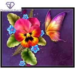Orkide og sommerfugl i diamond paint