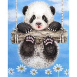 Panda på gynge i diamond paint
