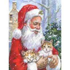Julemand med kattekillinger i diamond paint