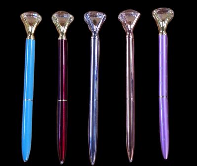 Pen med stor diamant - ensfarvede