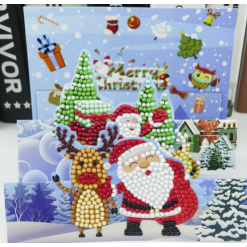 3D julekort med julemand og rensdyr