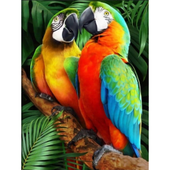 2 papegøjer på gren i diamond paint