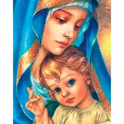 Jomfru Maria og Jesus - på ramme