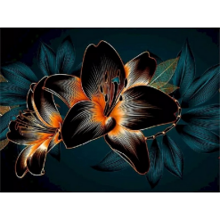 Sort orange orkide i diamond paint