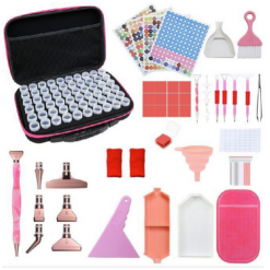 Værktøjssæt med lækker pen, mærkater og 60 bøtter - pink