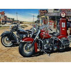 Motorcykler ved tankstation i diamond paint
