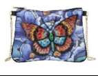 Taske - blålig med sommerfugl - diamond paint