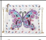 Taske - hvid med lilla sommerfugl - diamond paint